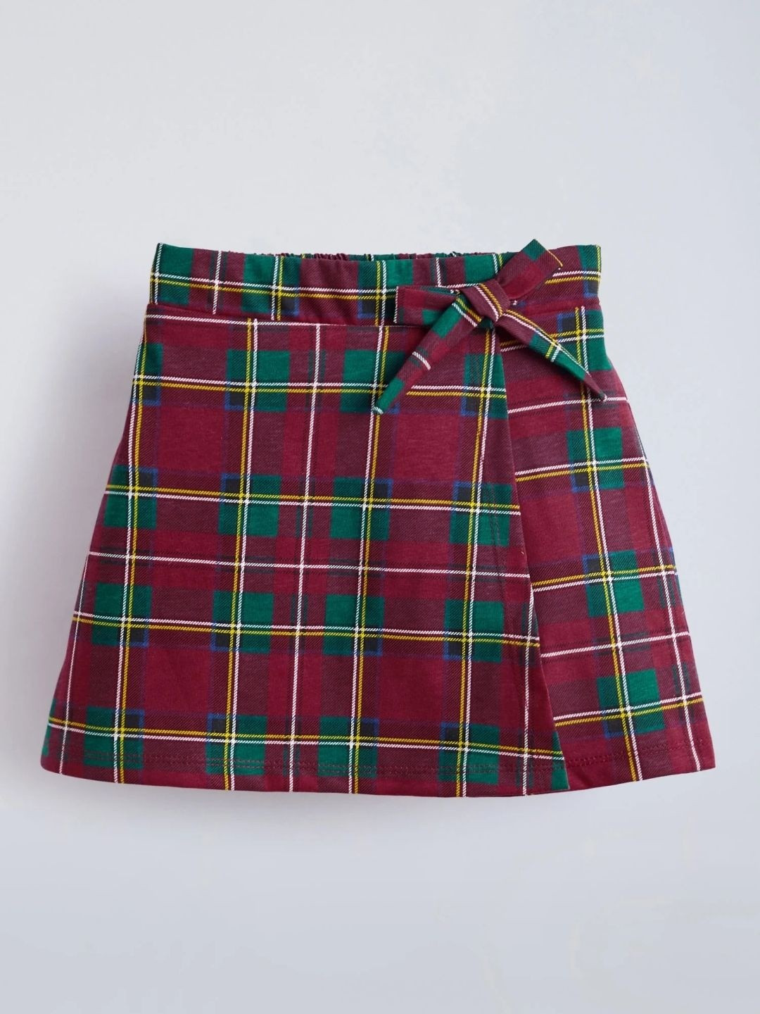 Hopscotch Checkered Bow Applique Cotton Skorts
