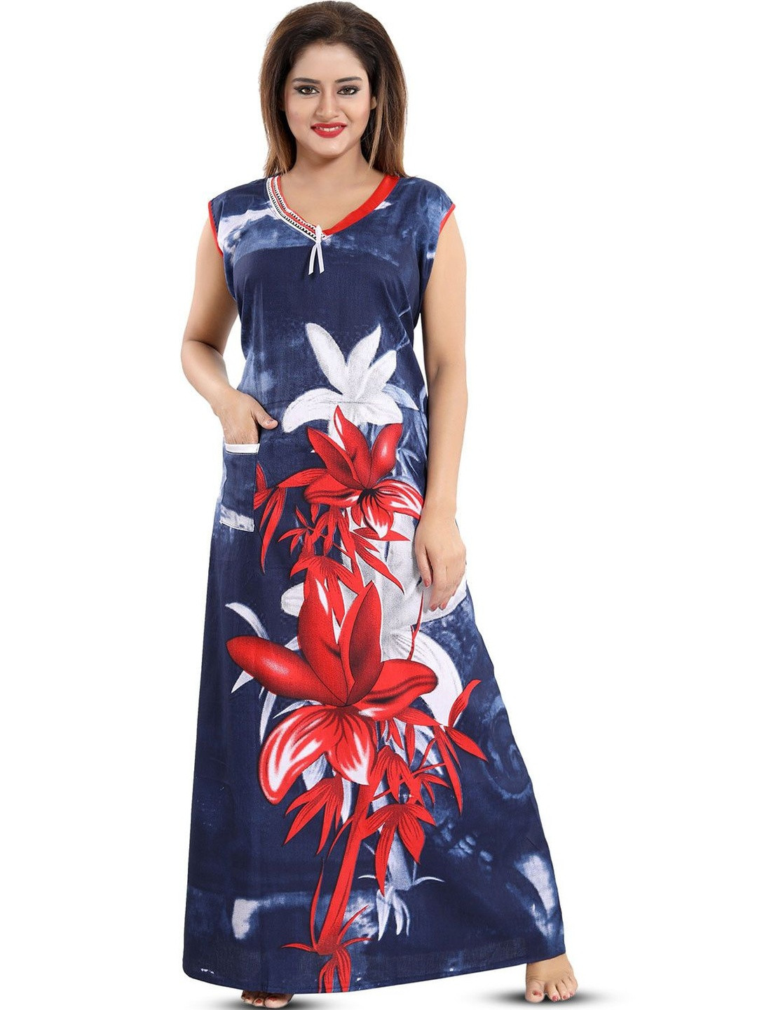 CINCO Women Floral Printed Maxi Nightdress