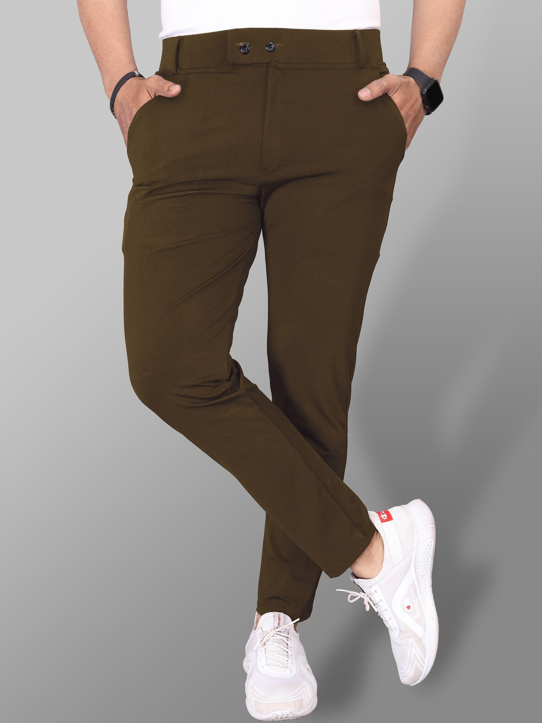 CHROVEL Men Slim Fit High-Rise Trousers