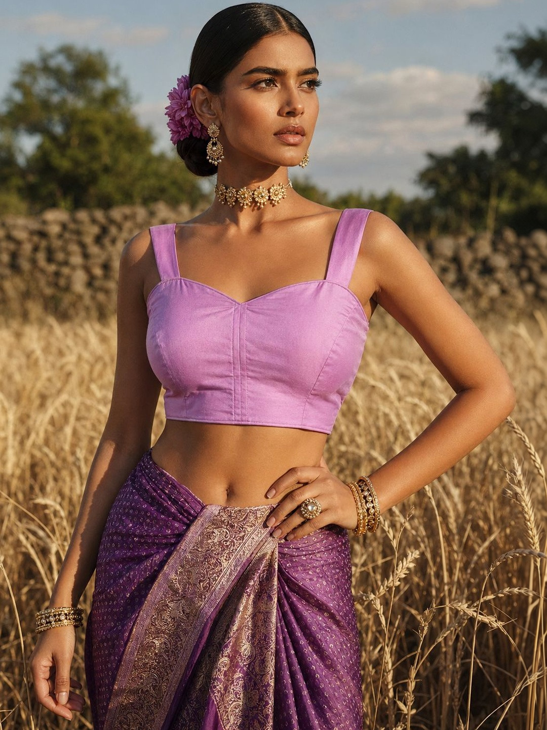 Niraha Silk Blend Solid Saree Blouse