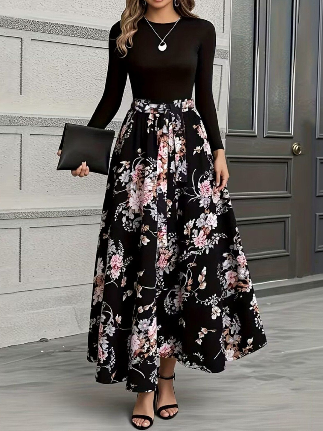 Archi Enterprise Floral Print Fit & Flare Maxi Dress