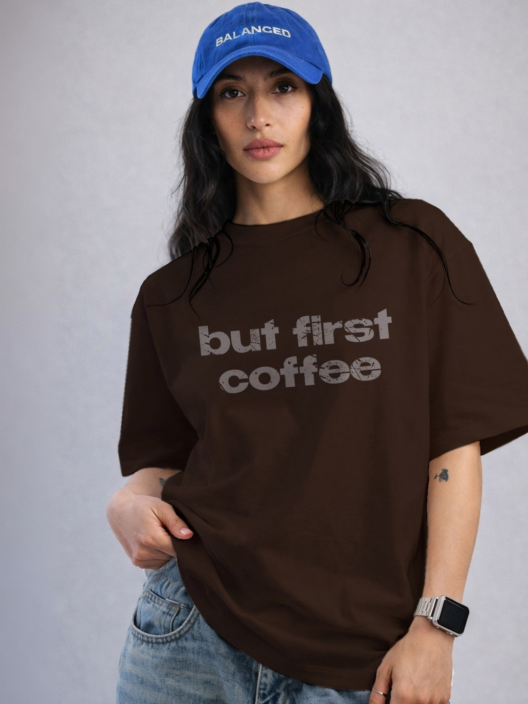 The Roadster Lifestyle Co Printed Organic Cotton Round Neck Oversized Tshirt