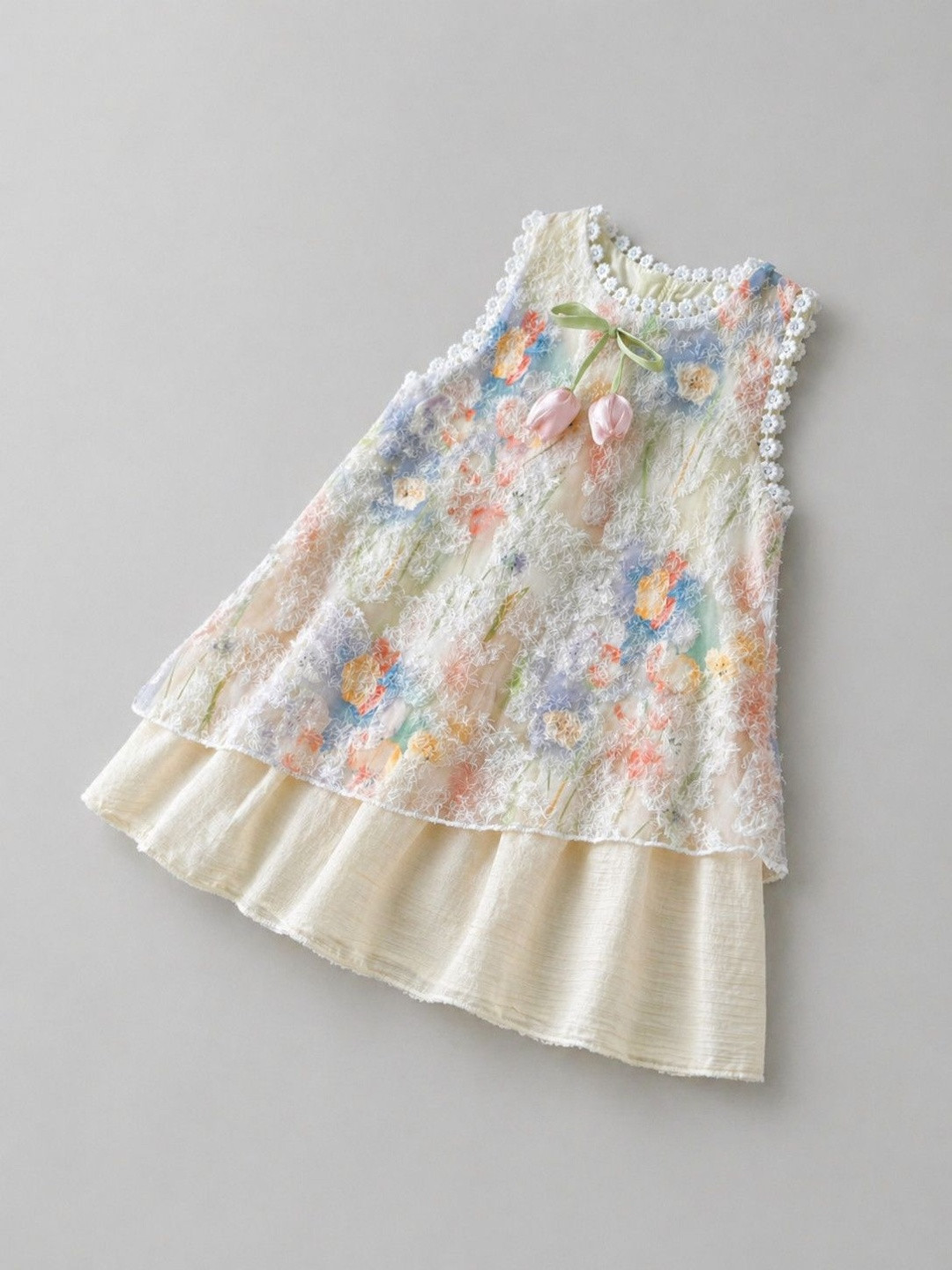Sparklepop Girls Floral Printed Cotton A-Line Midi Dress