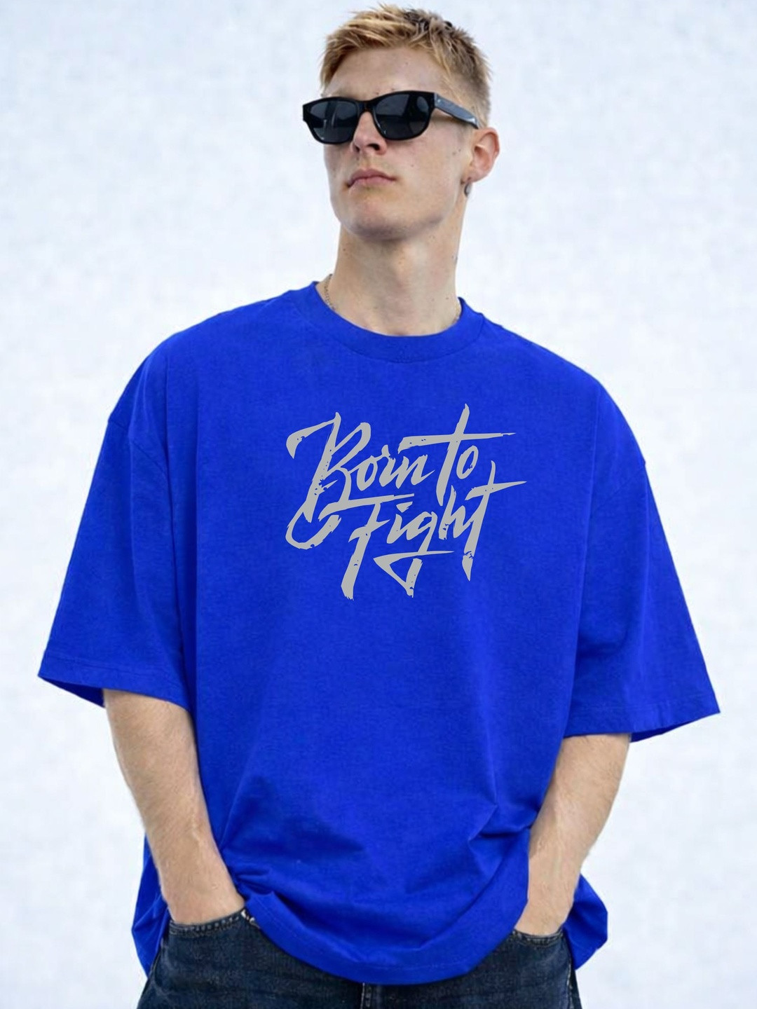 HIOR Men Typography Printed Drop-Shoulder Sleeves T-shirt
