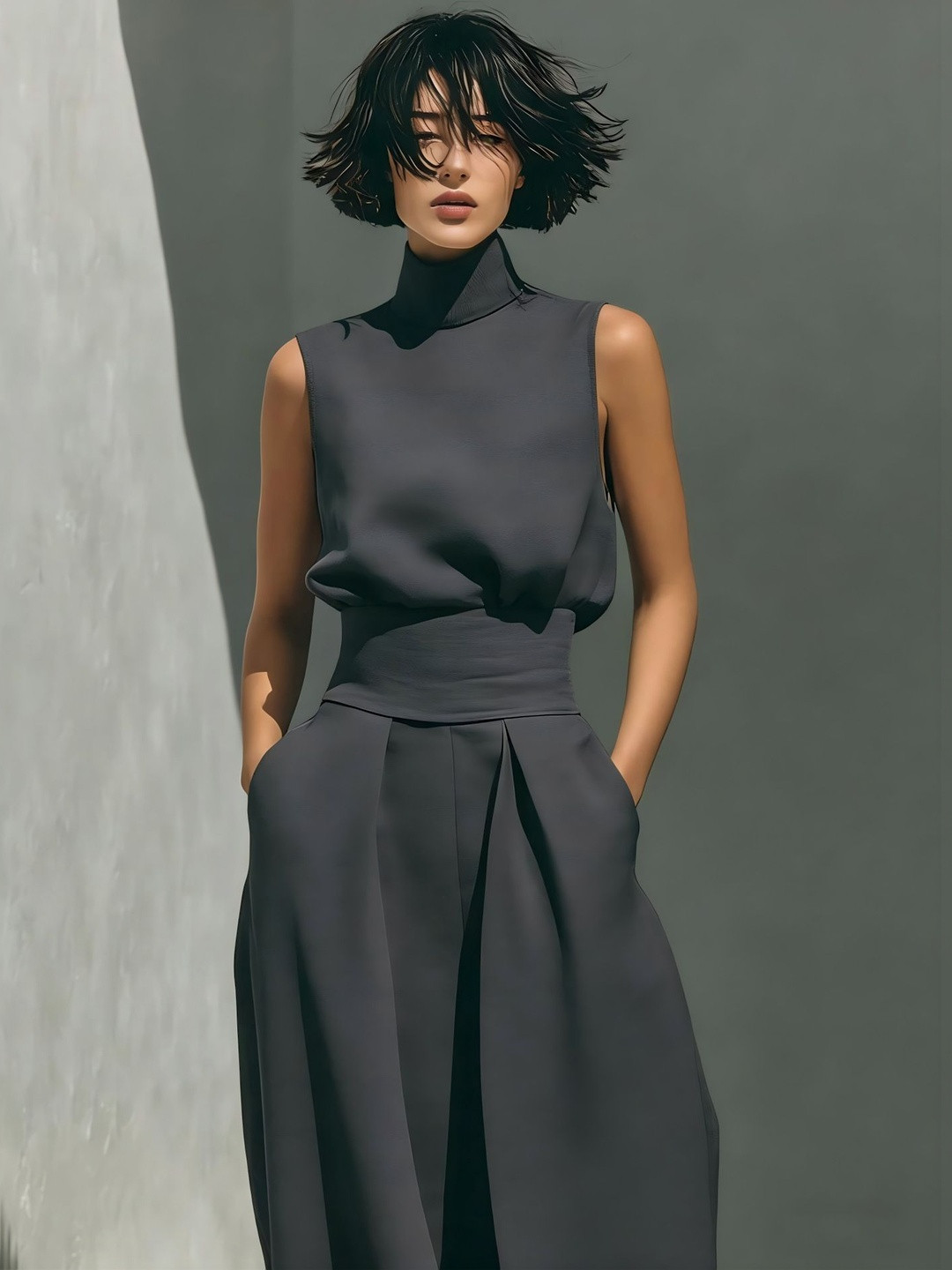 Suo Solid Top with Palazzos
