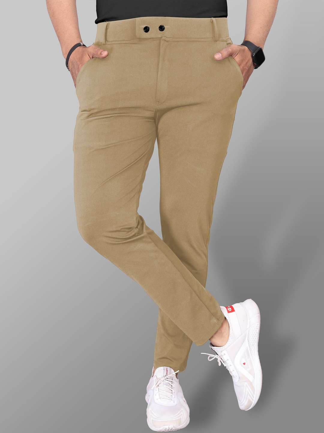 CHROVEL Men Slim Fit High-Rise Trousers
