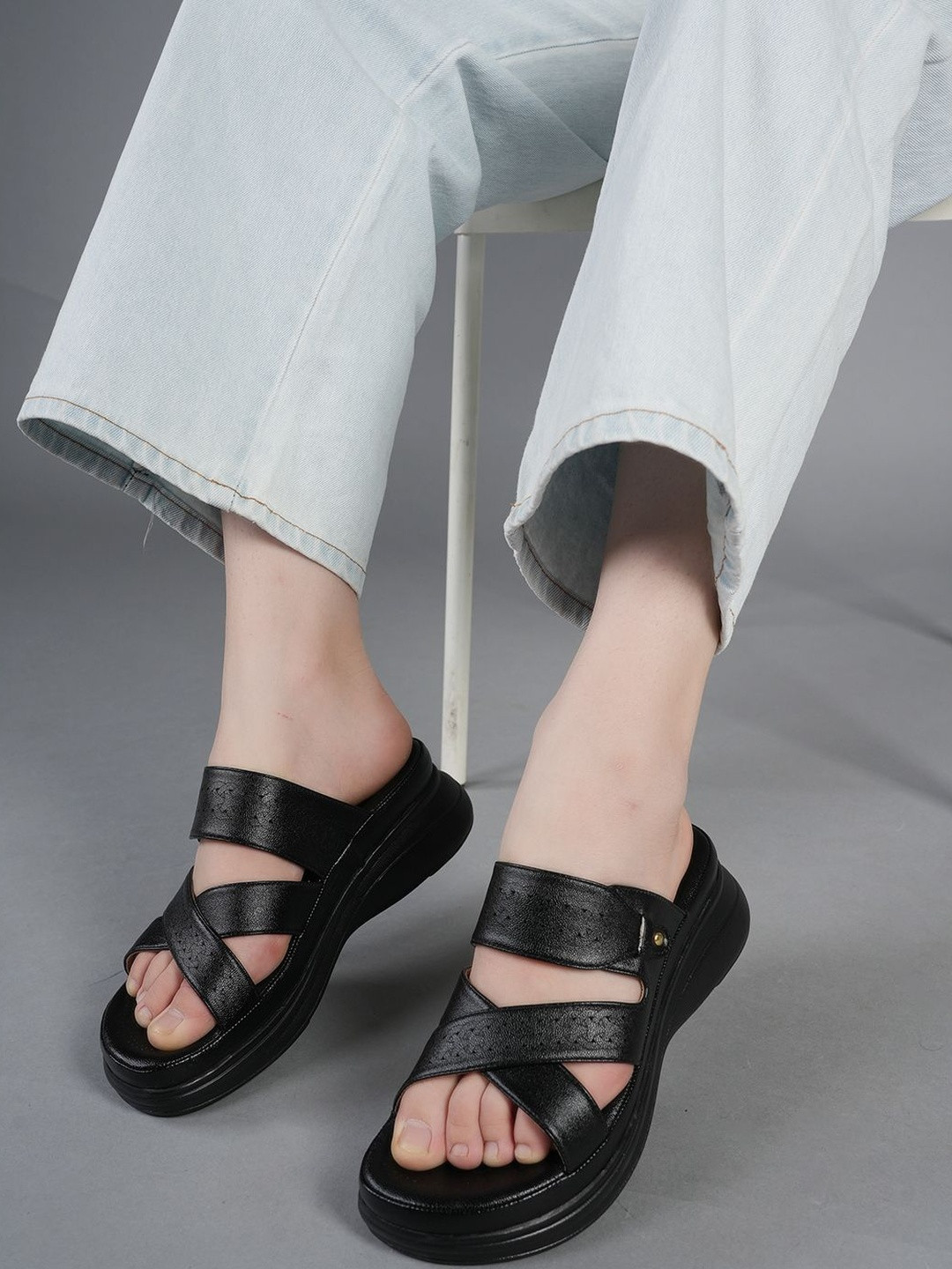 The Roadster Lifestyle Co Women Round Toe Wedge Sandals Heels