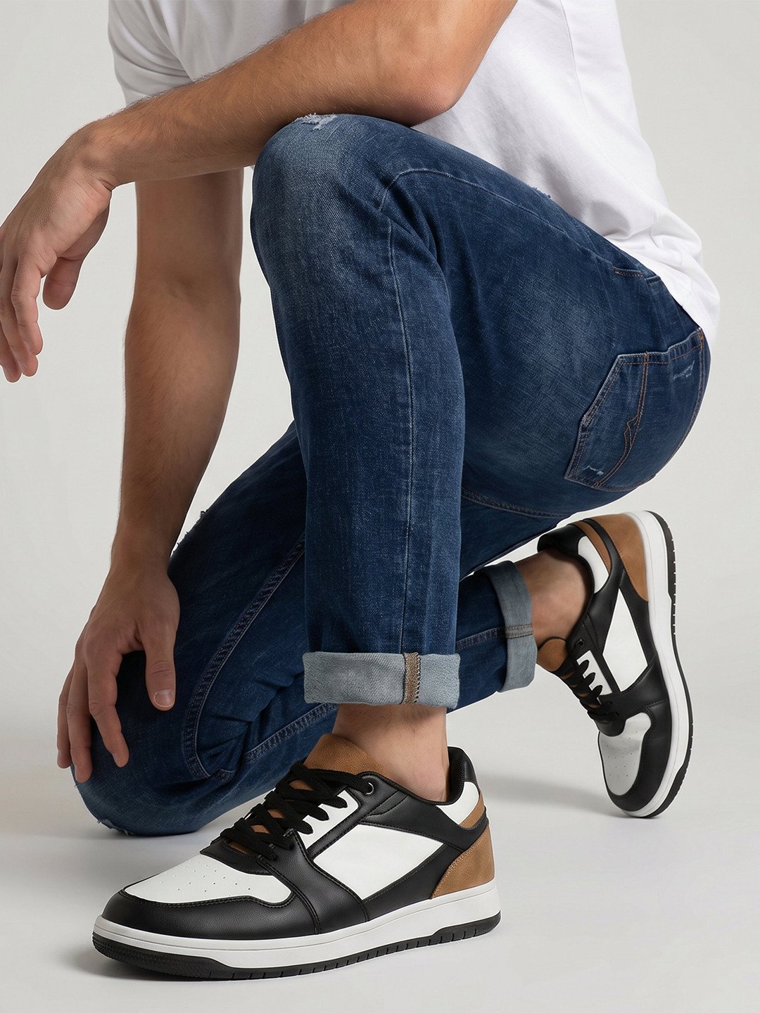 Ethik Men Colourblocked Tan Vegan Round Toe Lace-Ups Sneakers Shoes
