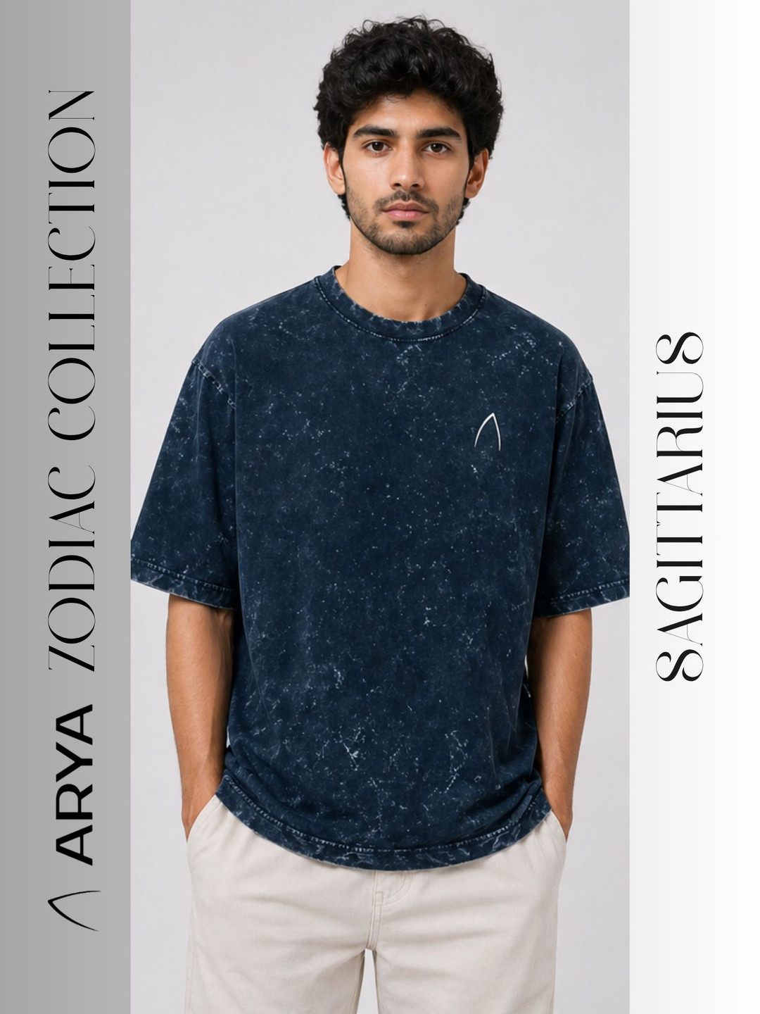 ARYA Men Printed Drop-Shoulder Sleeves Pure Cotton T-shirt
