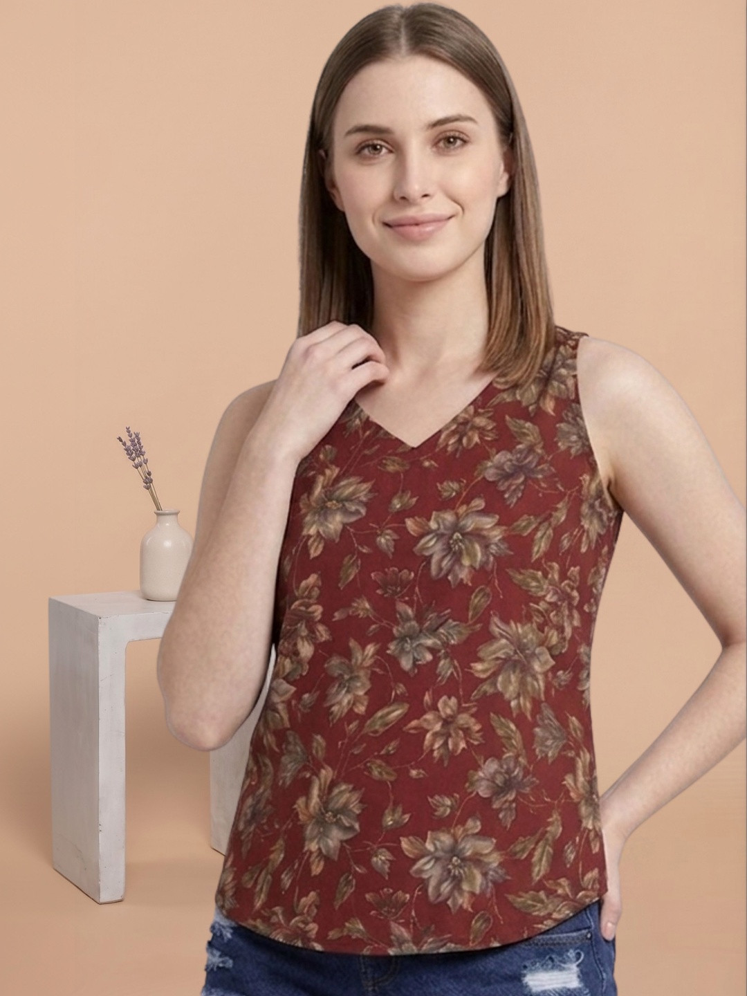 myplusfashion Floral Print Top