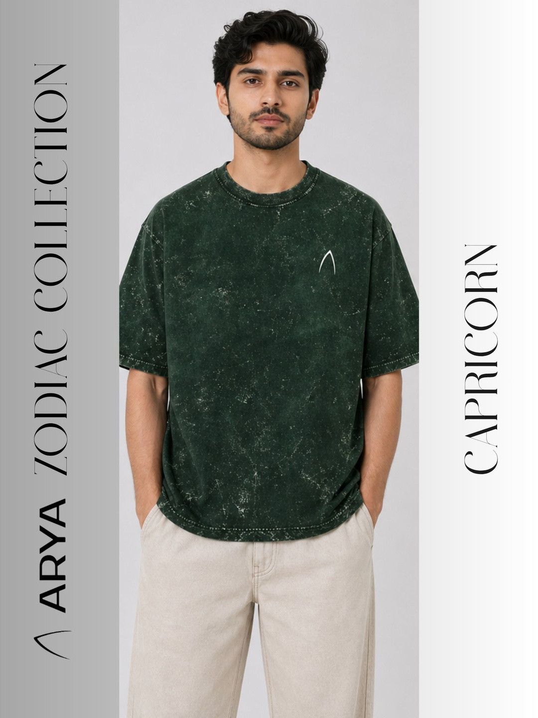 ARYA Men Dyed Drop-Shoulder Sleeves Pure Cotton T-shirt