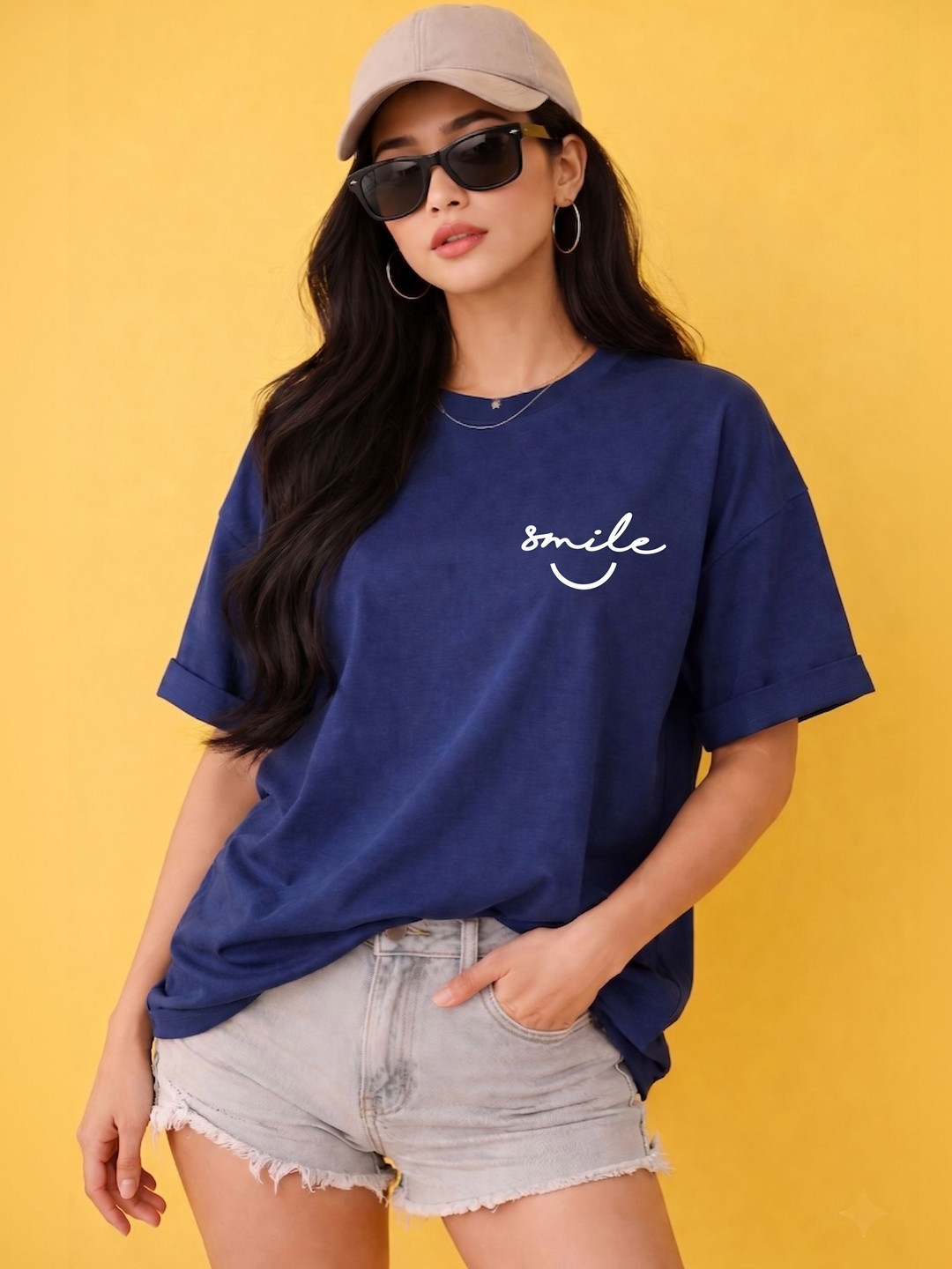 The Roadster Lifestyle Co Printed Round Neck Oversized Tshirt