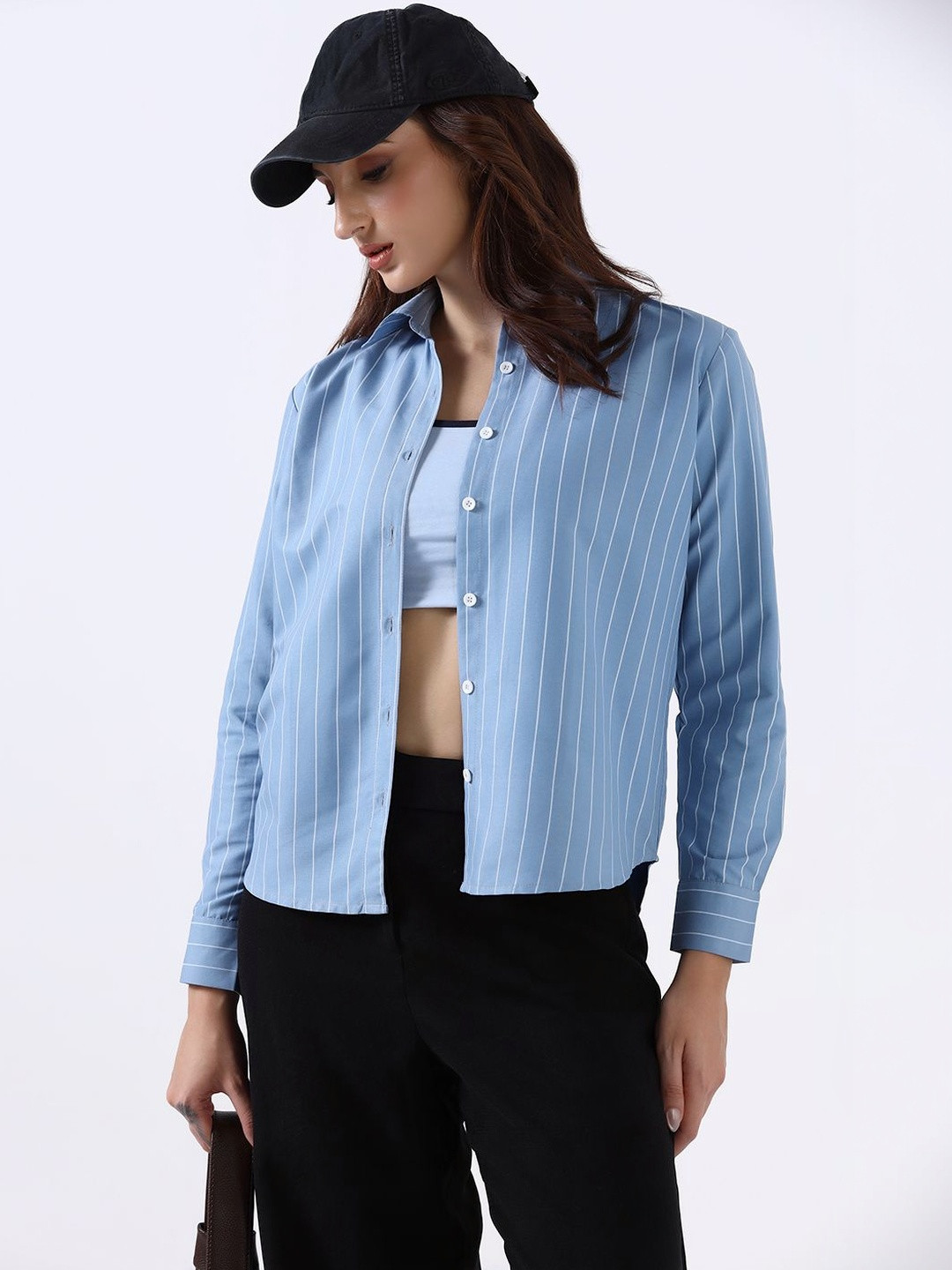TAHVO Women Comfort Striped Casual Shirt