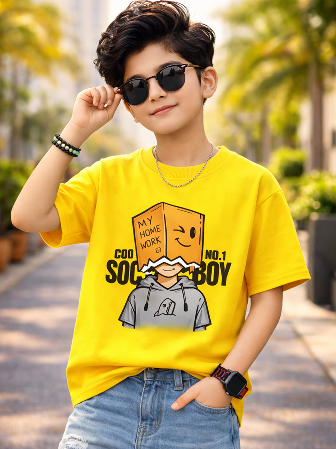 KEESOR Boys Tshirts Half Sleeve Casual Graphic Printed Cotton Round Neck Regular Fit T-shirt