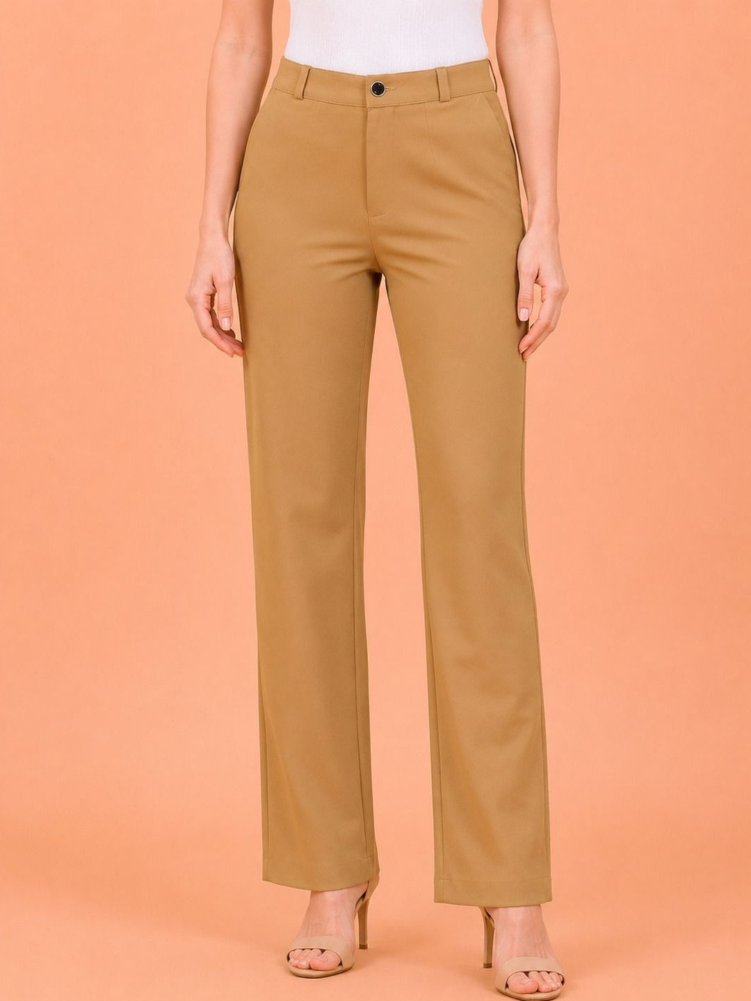 Yunic29 Women Comfort High-Rise Easy Wash Trousers