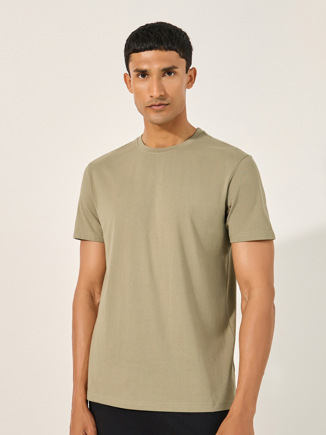Styli Men Solid Cotton Round Neck Short Sleeve T-Shirt & Pyjama Night Suit