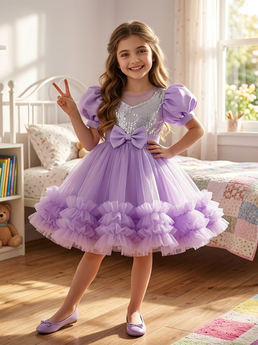 Dripteen Puff Sleeve A-Line Dress