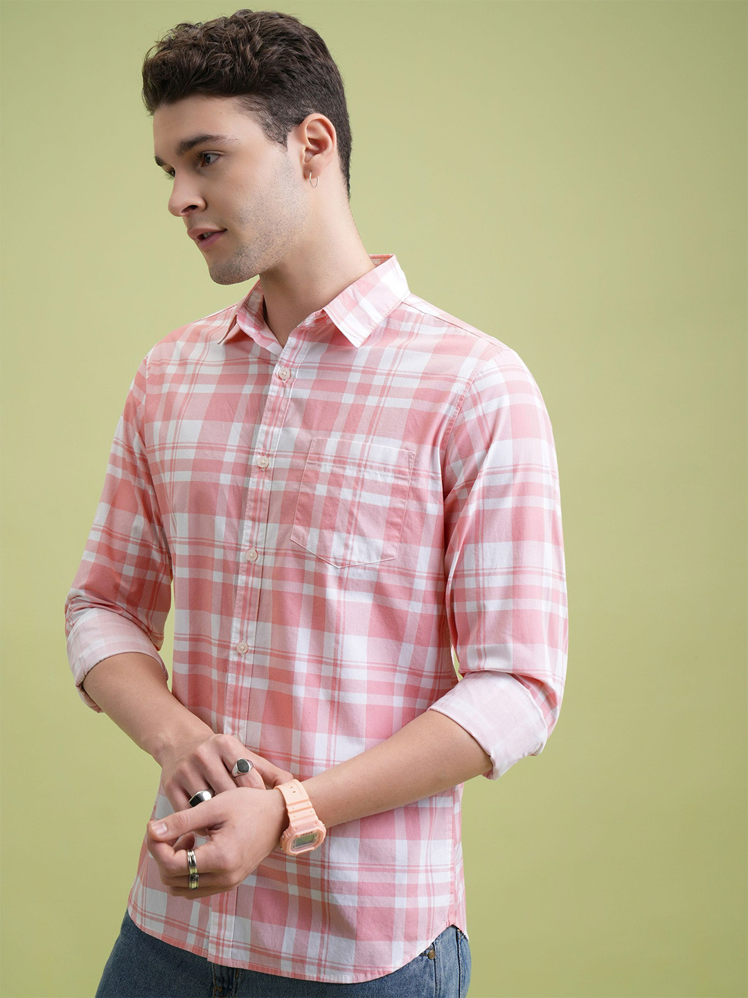 HKV FASHION Men Comfort Gingham Checks Checked Casual Shirt