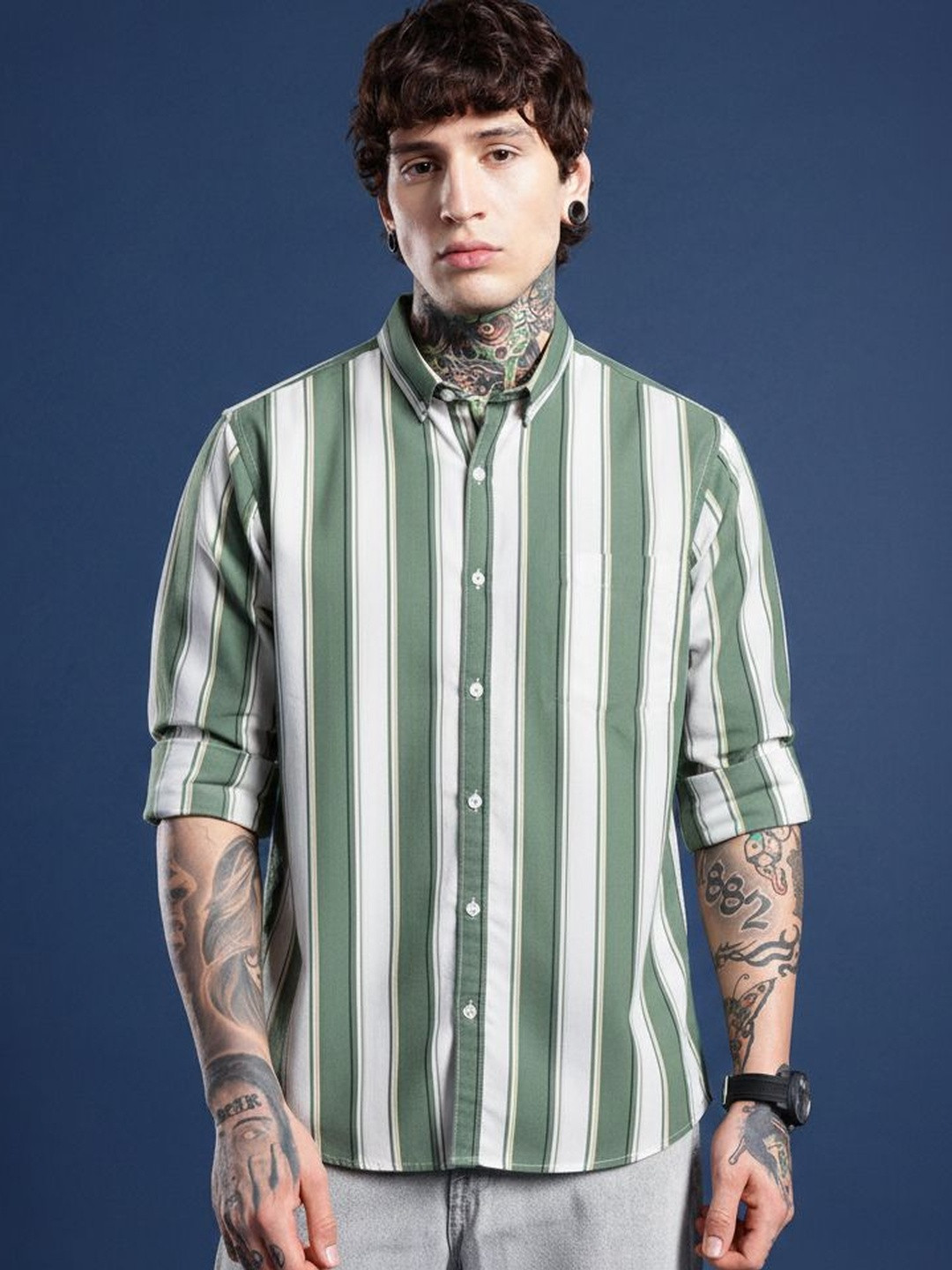 SHIRTZONE Men Classic Striped Casual Shirt