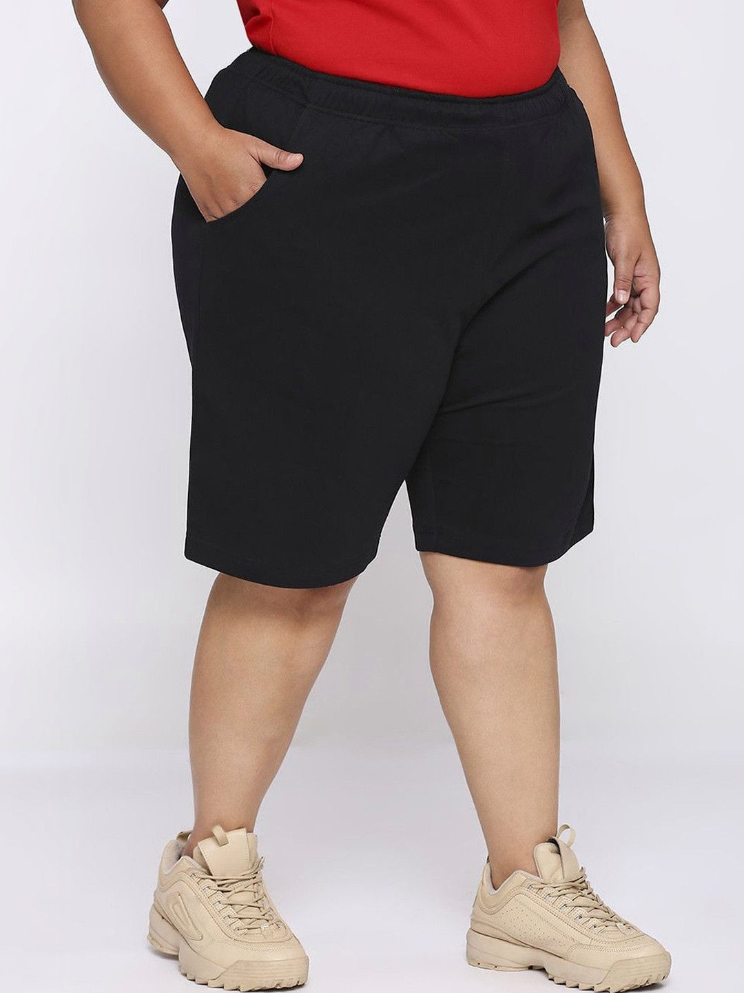 Vaishvik Women's Plus Size Cotton Lounge Shorts with Elastic Waistband