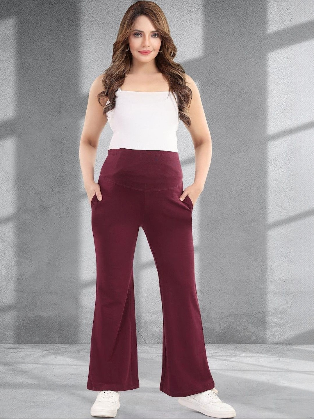 MomsBae Women Knitted Maternity Palazzos