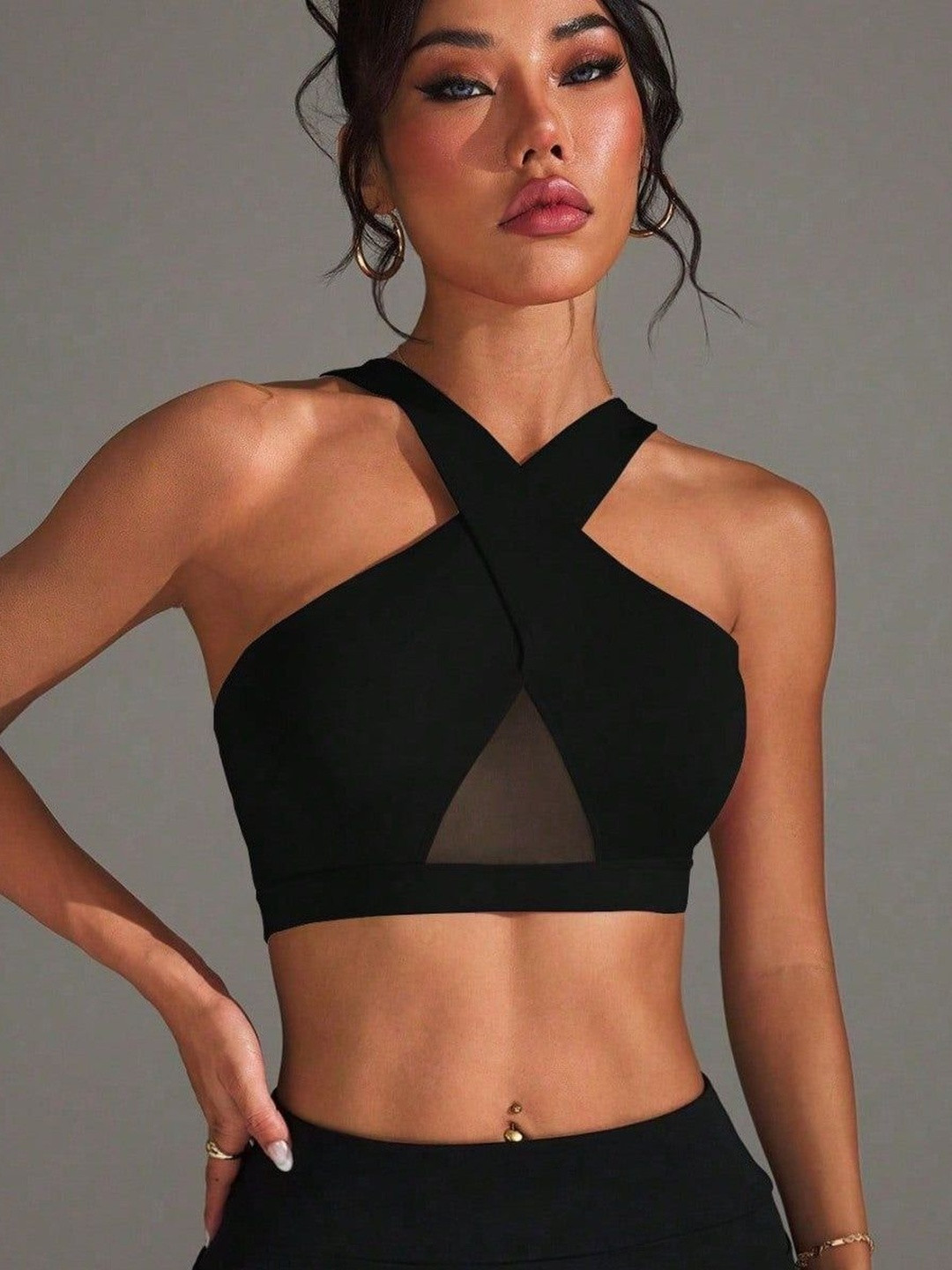 Miss Mosa By Akanksha Adele Halterneck Crop Padded Top