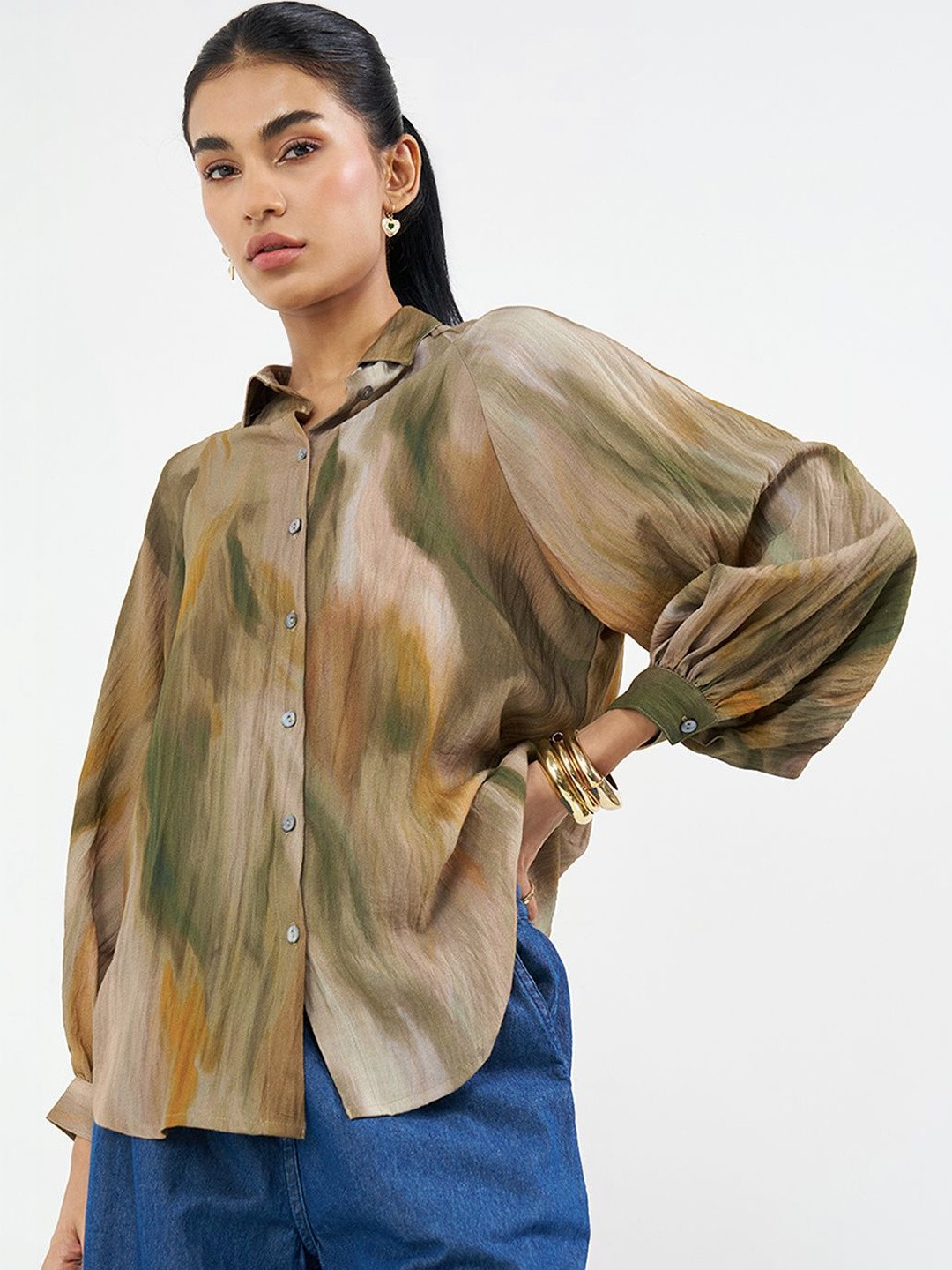 AKKRITI BY PANTALOONS Print Bishop Sleeves Top