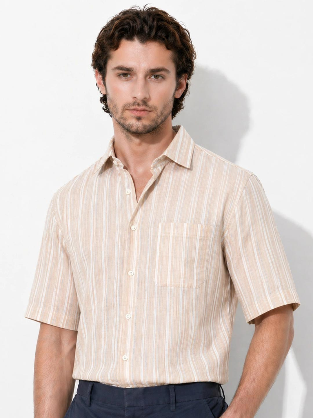 Klub Fox Men Slim Fit Opaque Striped Casual Shirt