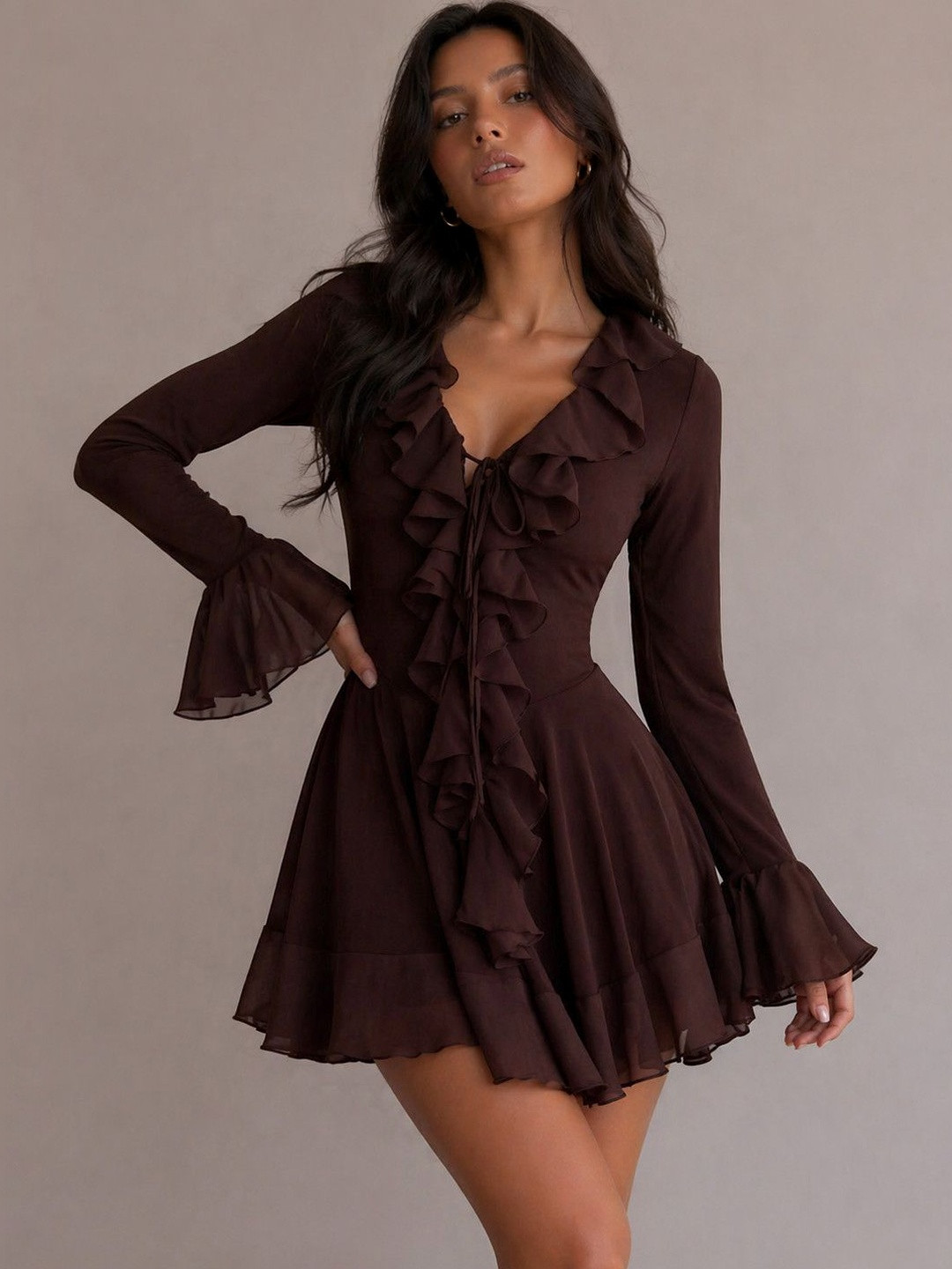 Miss Mosa By Akanksha Michelle Ruffle Mini Dress
