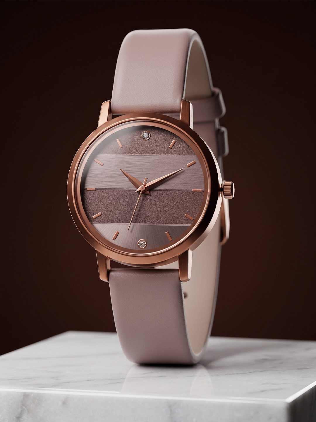 VIRAKTI Women Brass Dial & Leather Straps Analogue Watch F-76-BROWN VIR