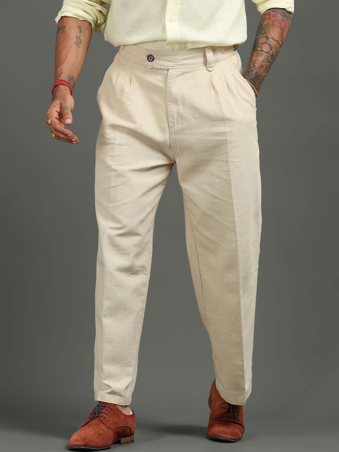 Italian Colony Men Relaxed Pleated Trousers