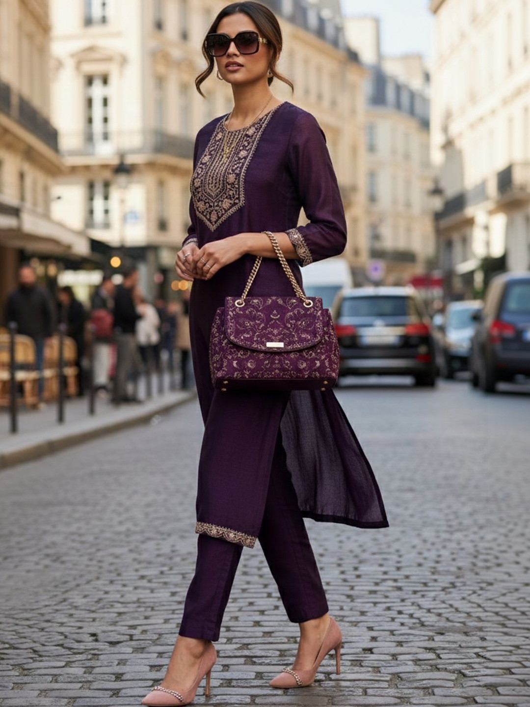 KALINI Women Embroidered Sequinned Kurta