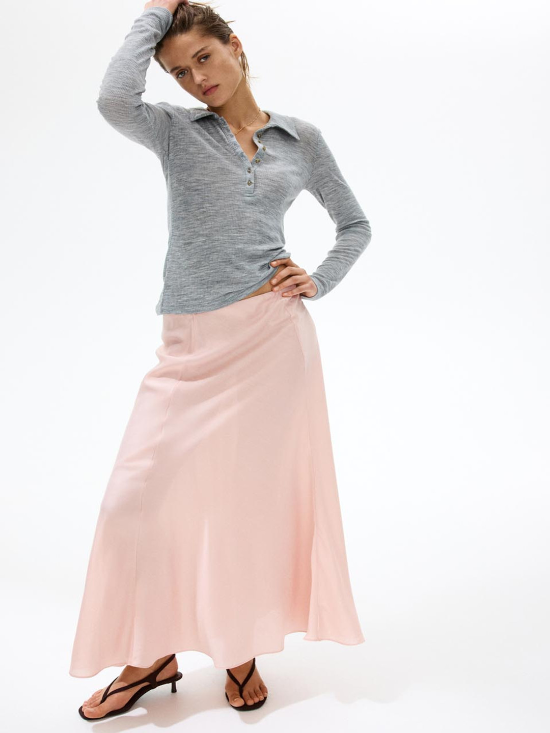 H&M Viscose-Blend Maxi Skirt