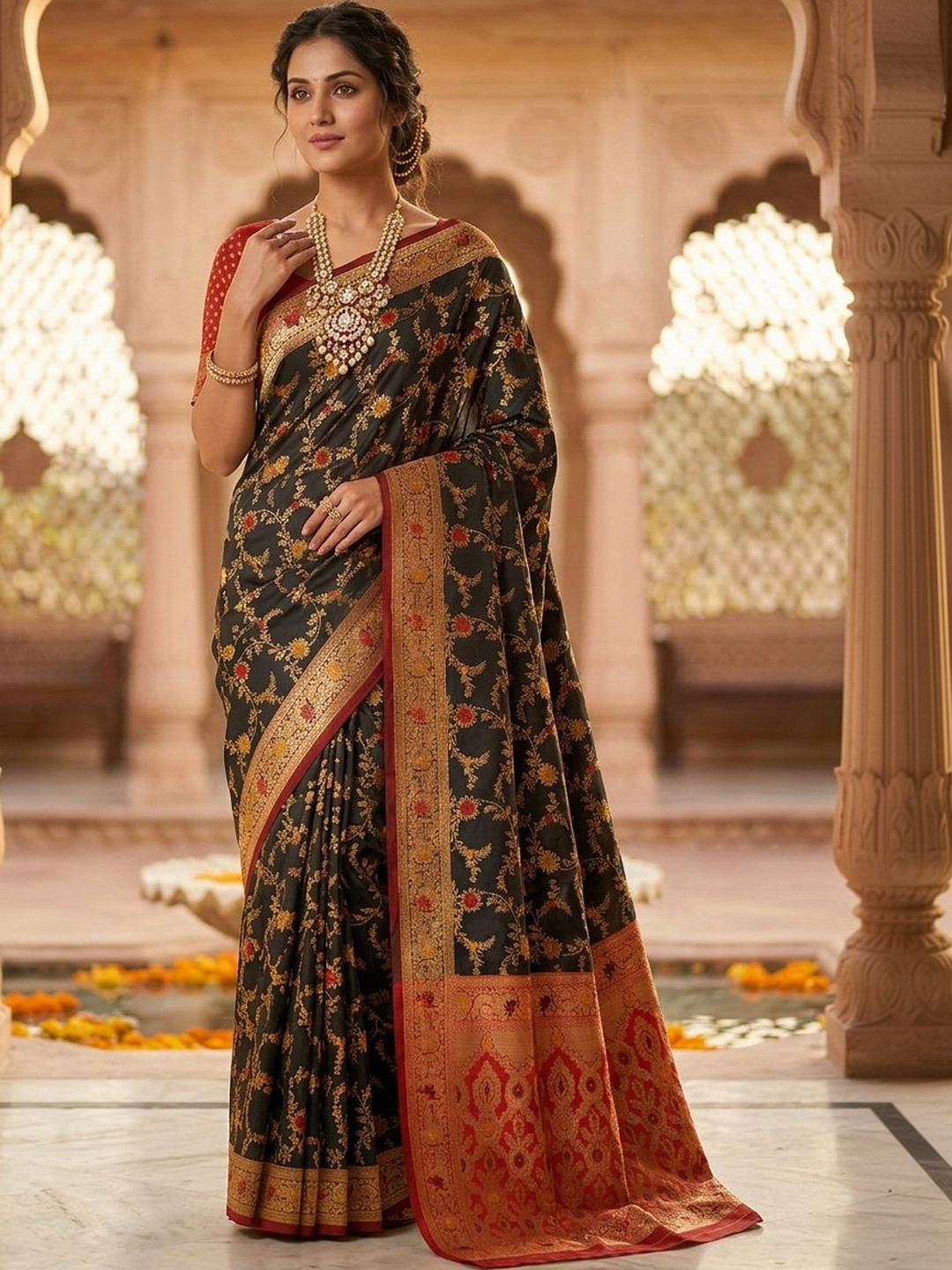 KALINI Woven Design Zari Art Silk Heavy Work Banarasi Saree