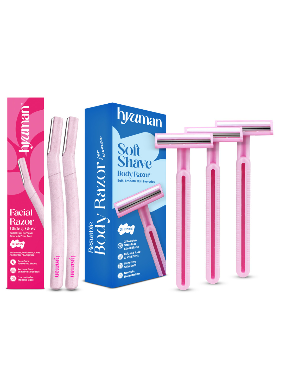 HYUMAN Set Of 2 Facial Razor & Soft Shave