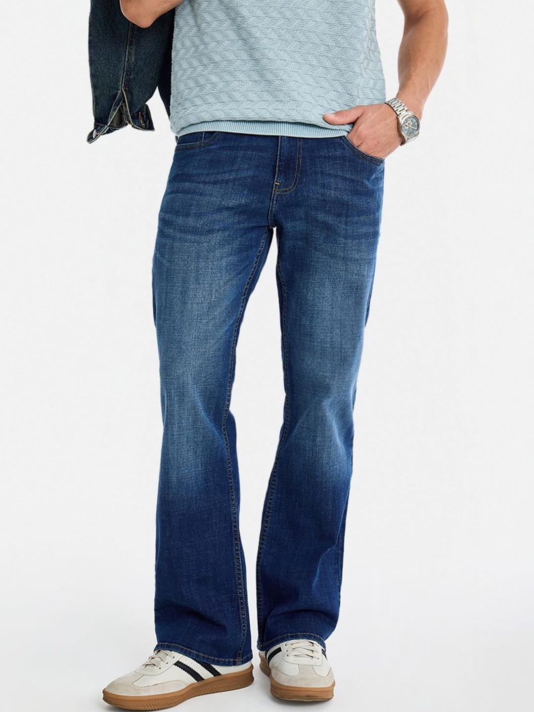 Snitch Blue Mid-Rise Bootcut Jeans