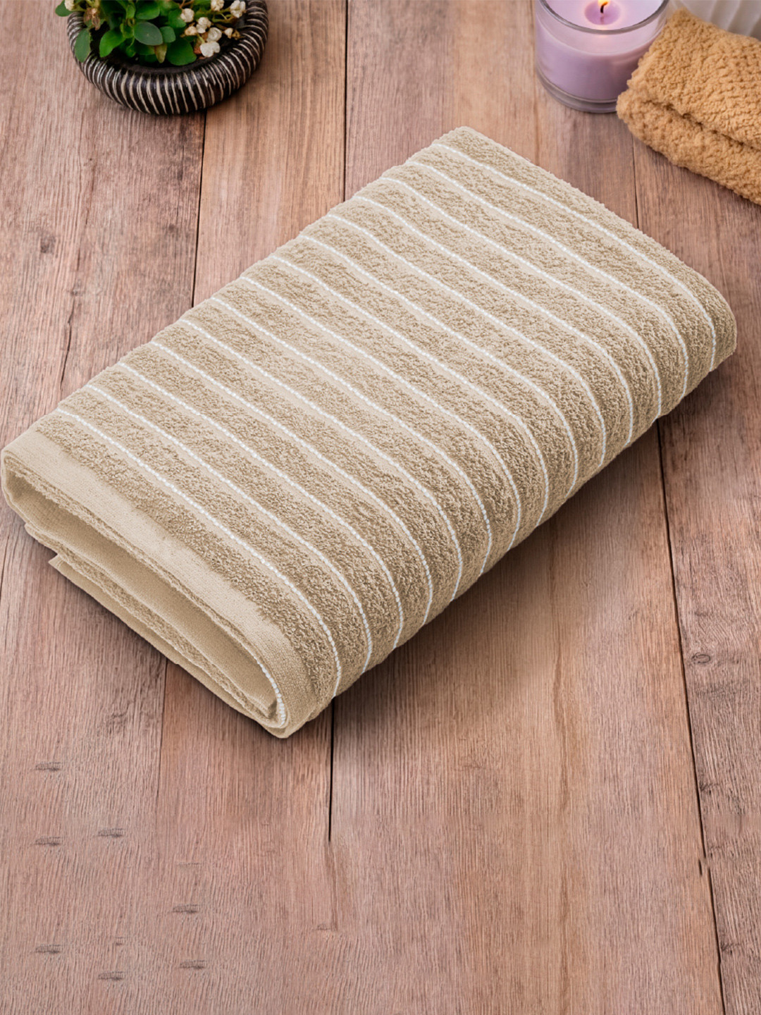 Welspun Beige 1 Cotton 250 GSM Bath Towel