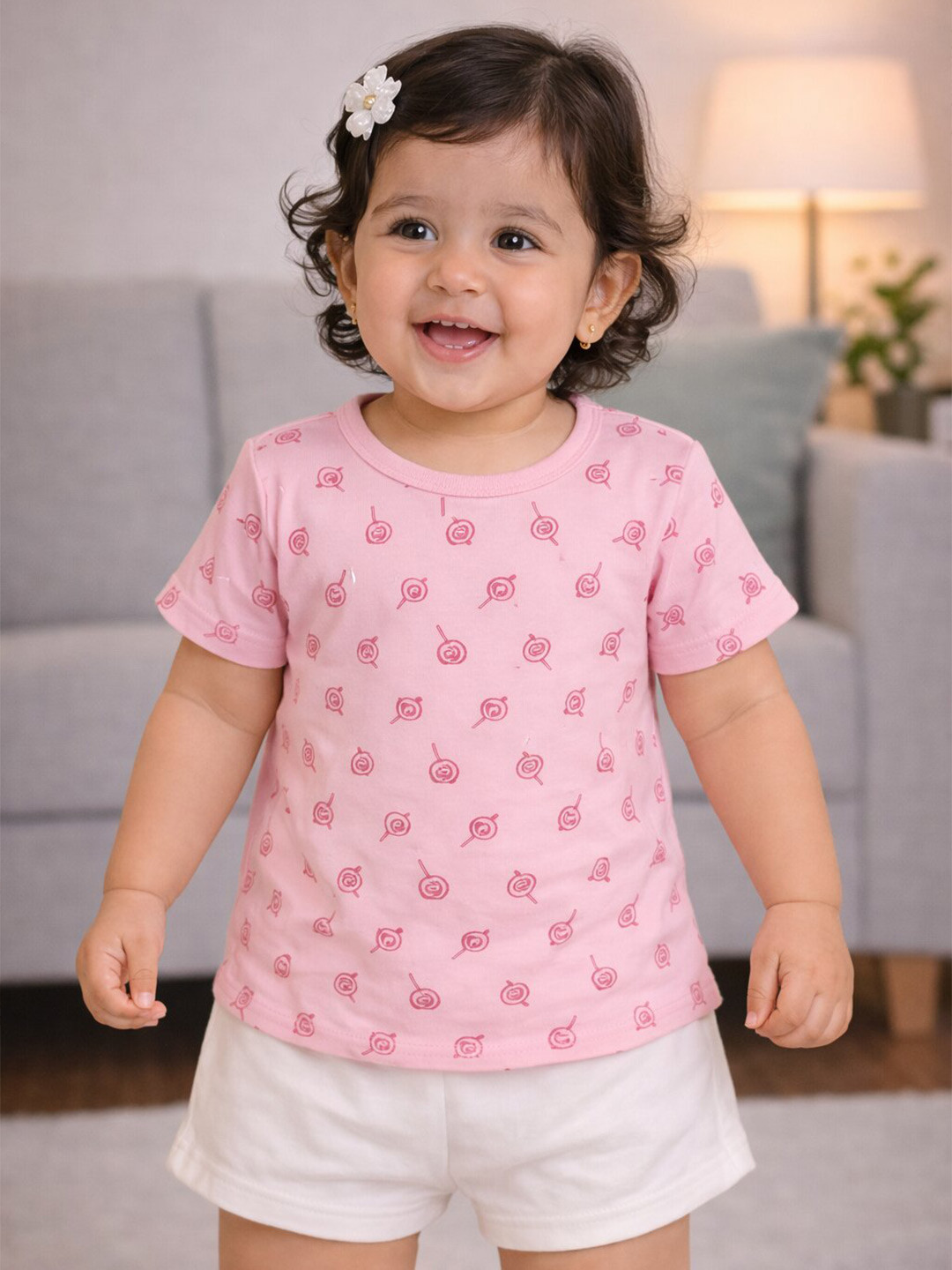Bodycare Kids Infants Girls Conversational Printed Cotton T-Shirt