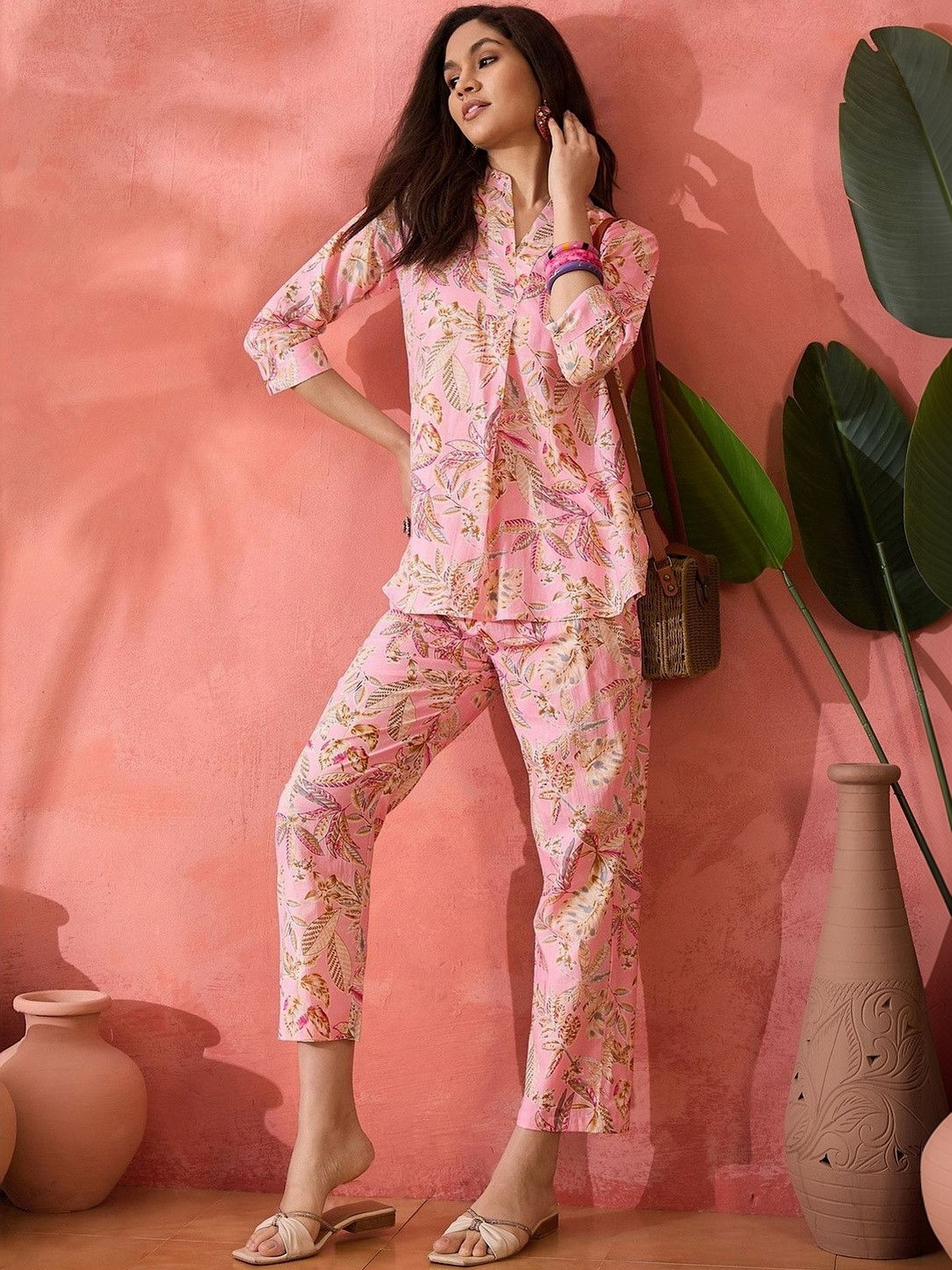 Here & Now Women Floral Pure Cotton Printed Coord Set