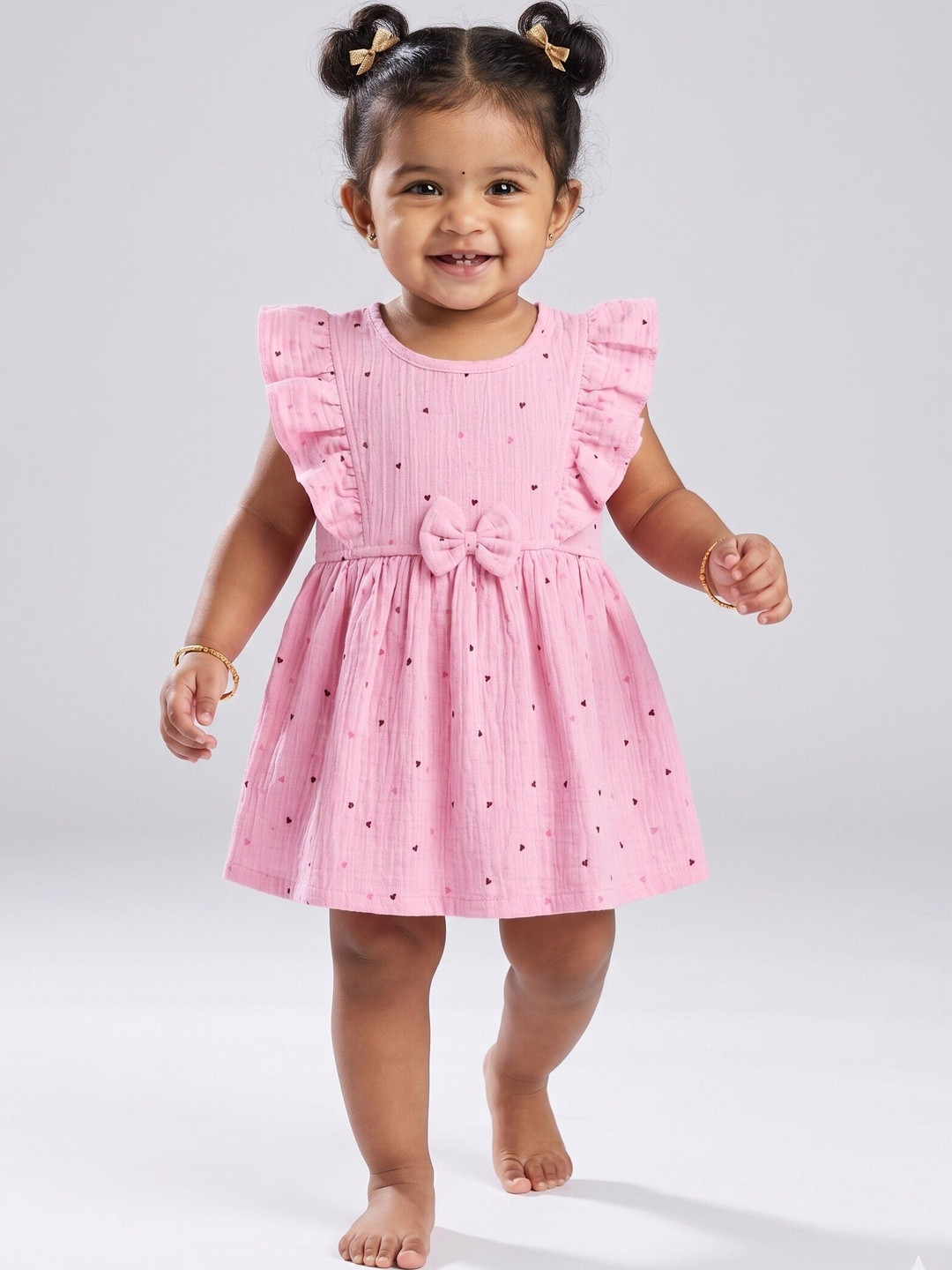 LITTLE APPLE Print Organic Cotton A-Line Dress
