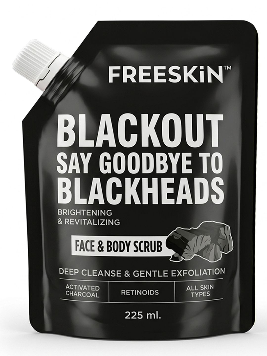 Freeskin Charcoal Face & Body Scrub - 225 ml