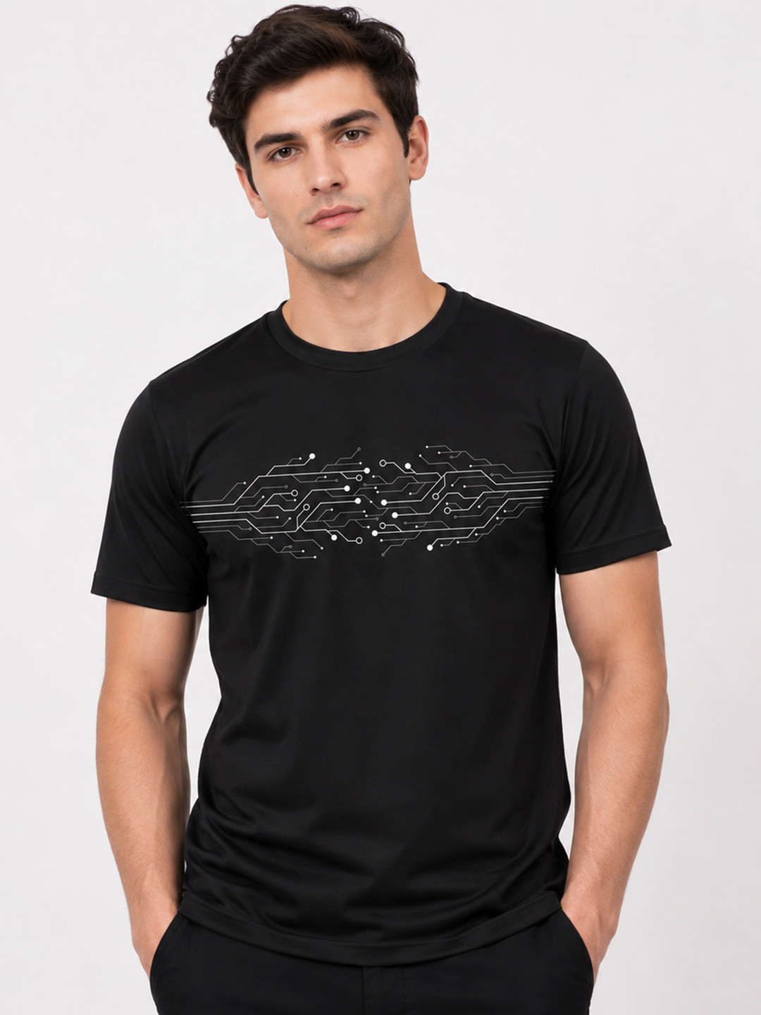 Warrior World Men Black Graphic Printed Cotton T-shirt
