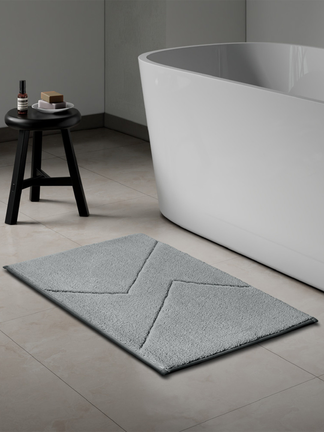 SPACES Grey Anti Skid Tufted Bath Mat