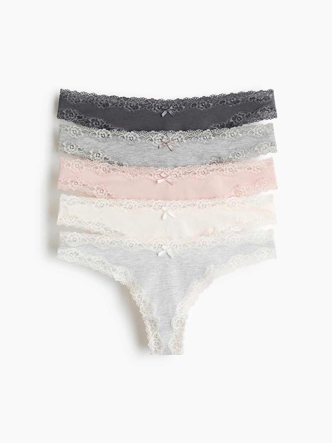 H&M 5-Pack Cotton And Lace Brazilian Briefs