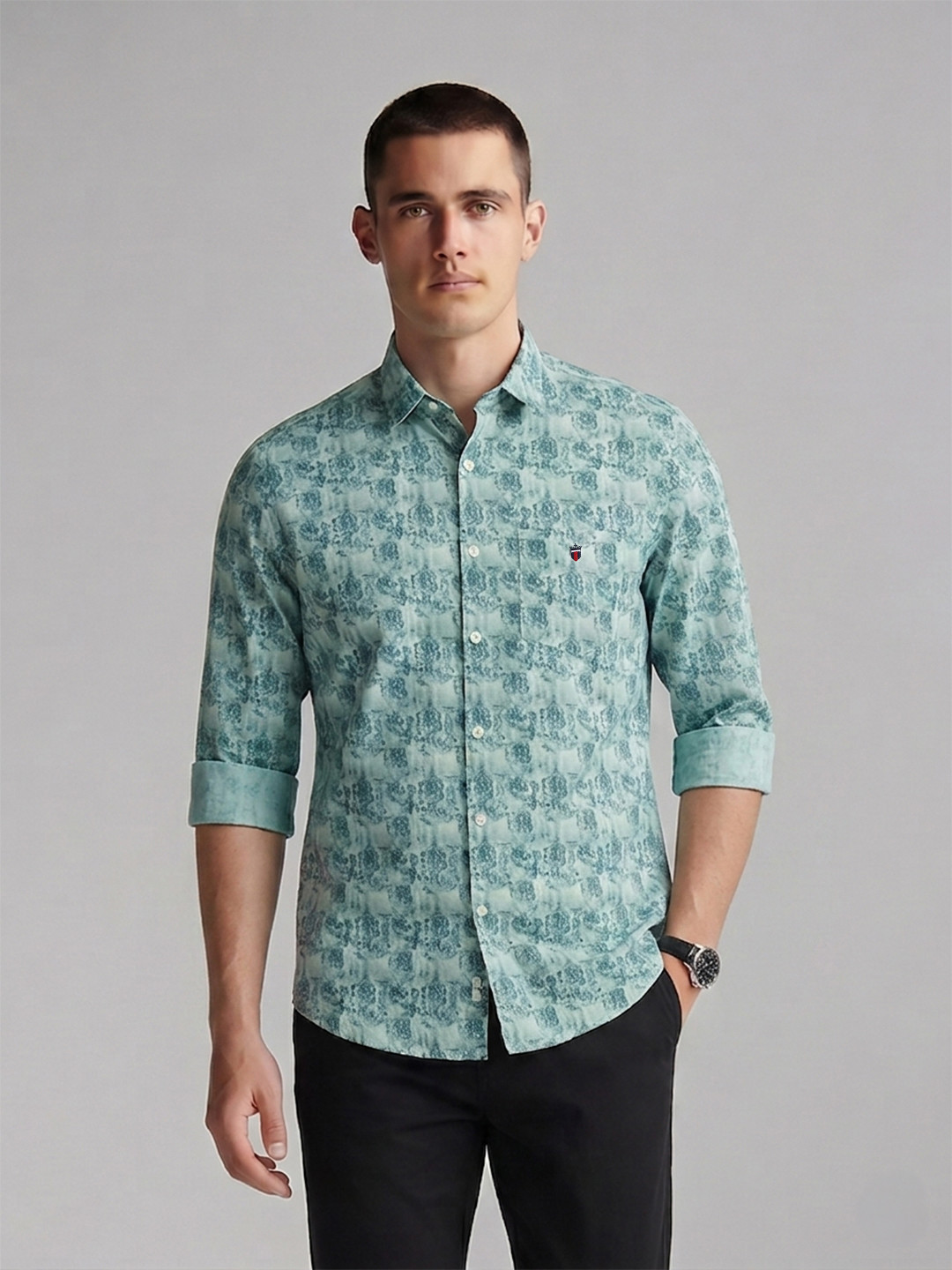 Louis Philippe Sport Slim Fit Abstract Printed Casual Shirt