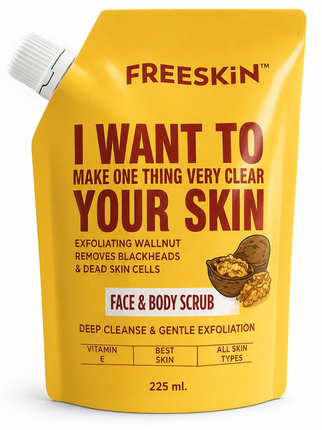 Freeskin Walnut Face & Body Scrub - 225 ml