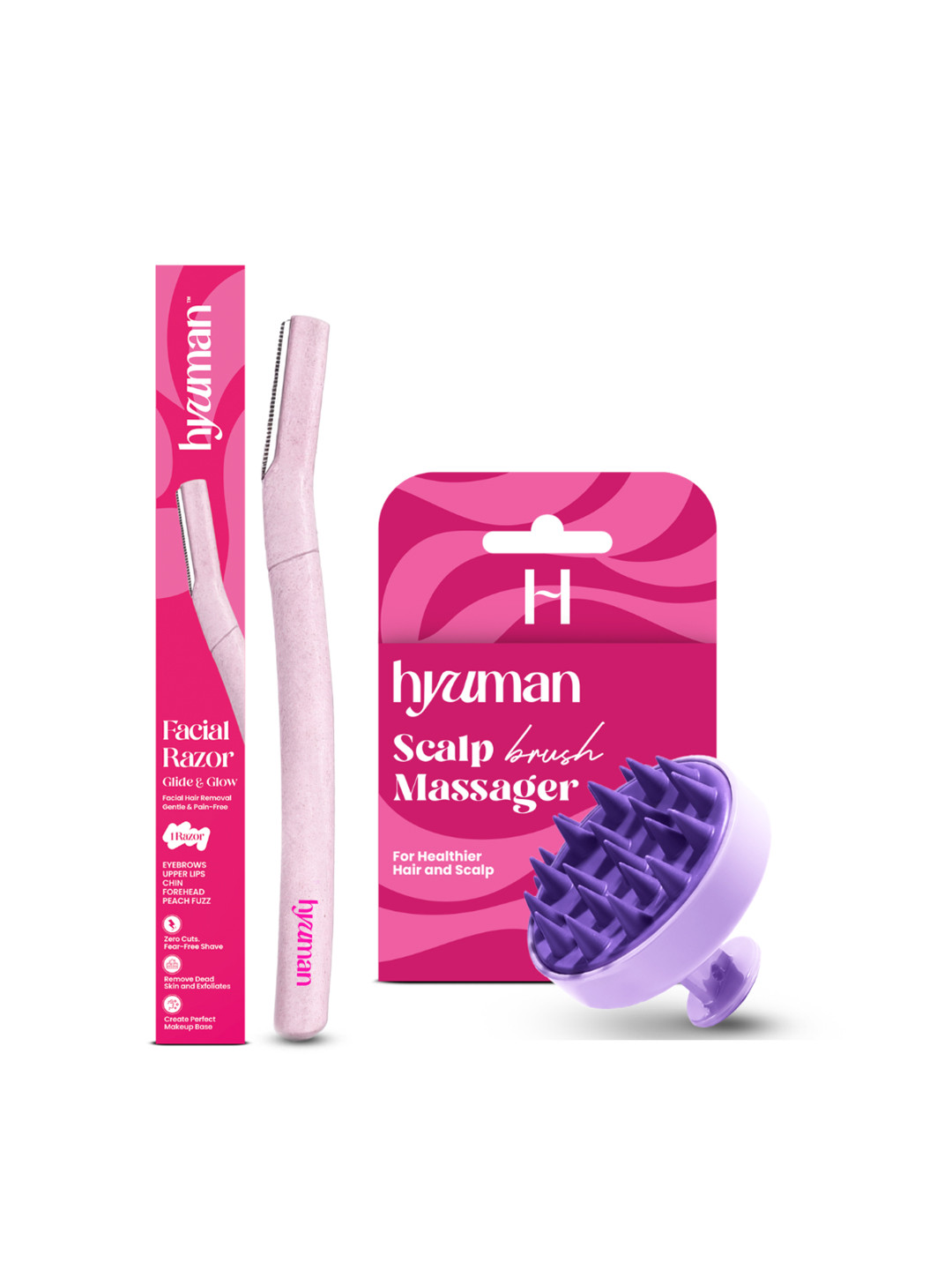 HYUMAN Set Of 2 Facial Razor & Scalp Massager
