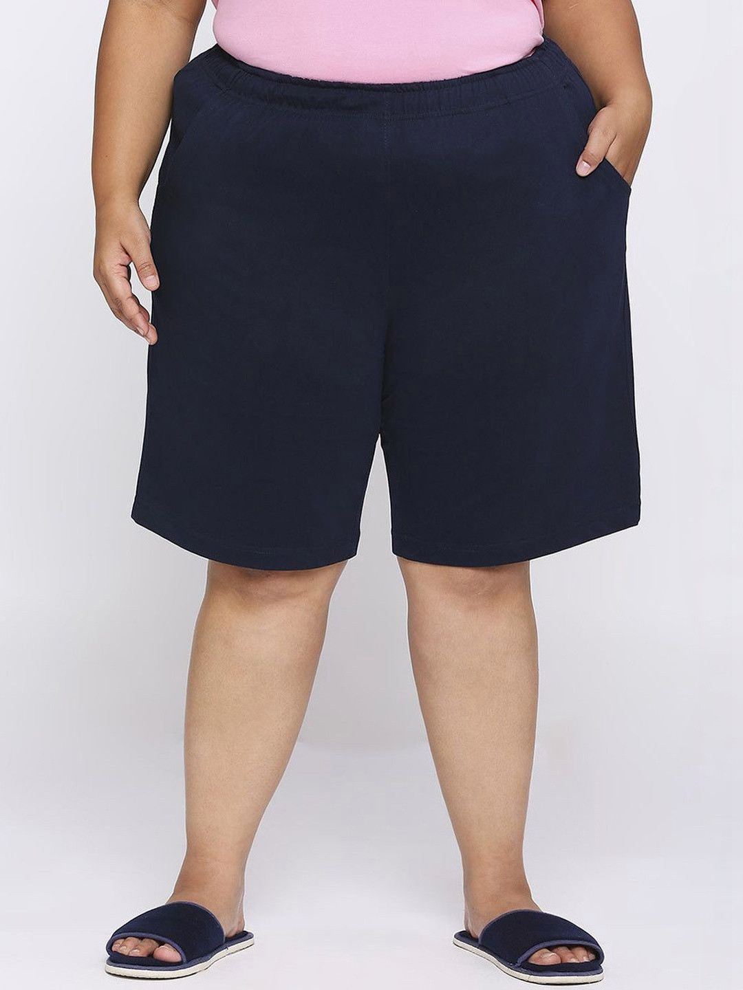 Vaishvik Women's Plus Size Cotton Lounge Shorts with Elastic Waistband