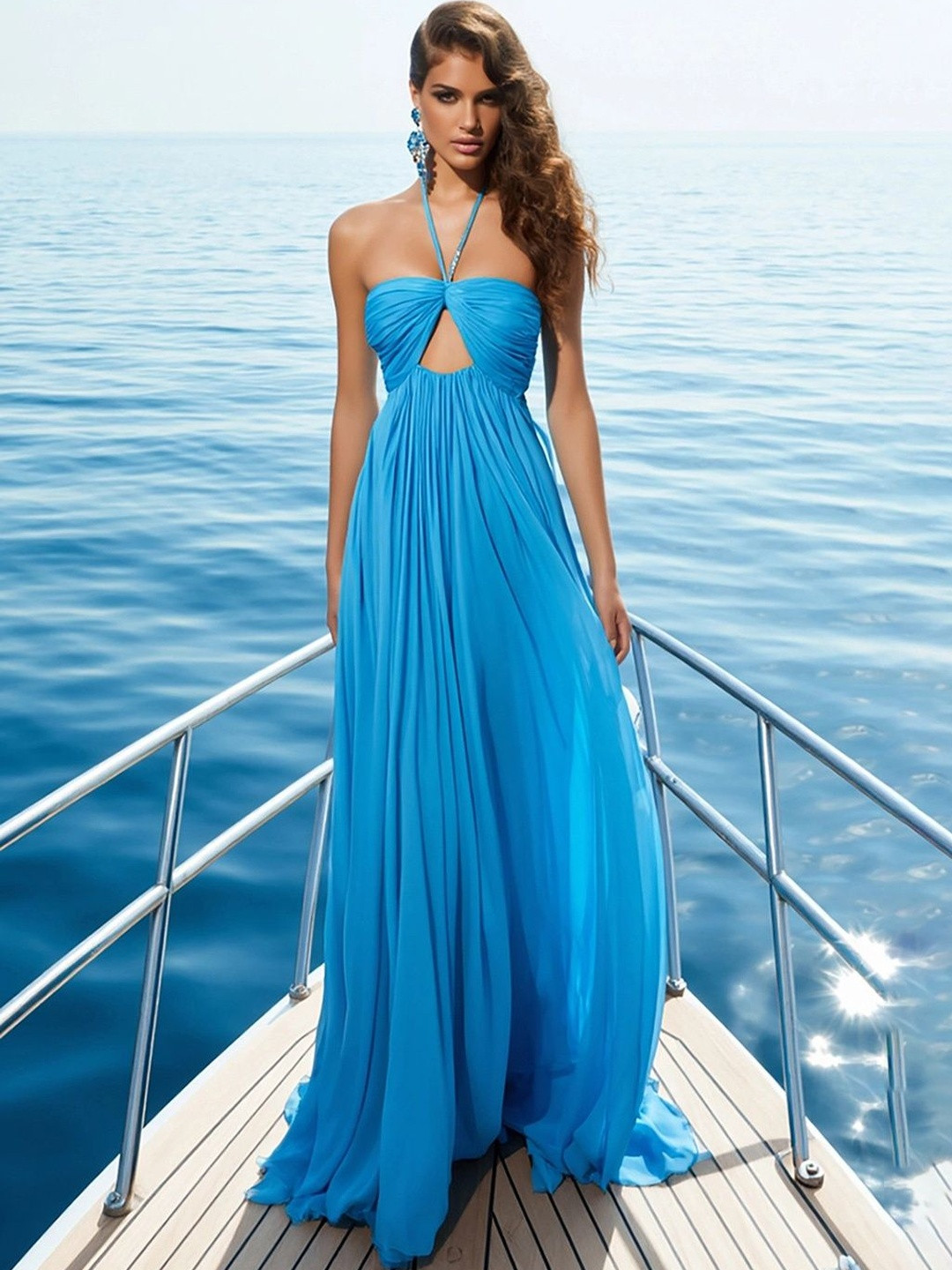 JC Mode Halter Neck Maxi Dress