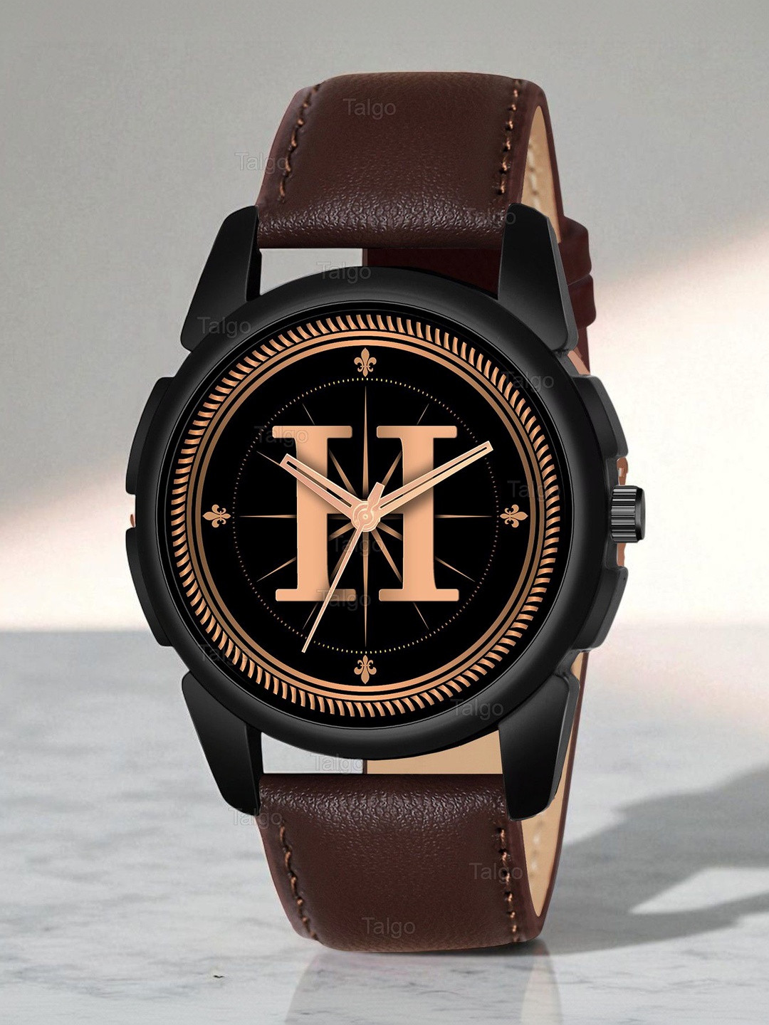 TALGO Men Printed Dial & Leather Straps Analogue Watch ALPHA-H-J16-BLK